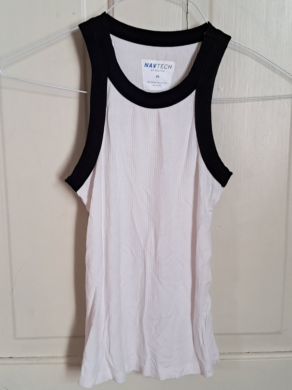 Nautica White Ribbed Tank with Black Trim